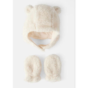 Carters Baby Girl Sherpa Winter Hat & Mittens Set 12-24 Months NEW WITH TAGS